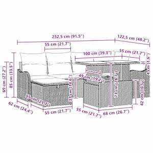 Vrtna sedežna garnitura z blazino 7 pcs Črna Poly ratan - slika 13