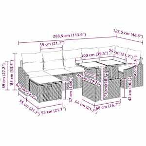 Sada zahradních pohovek s polštářem 8 pcs Béžová Poly ratan - obrázek 13