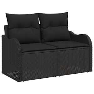 Sada zahradních pohovek s polštářem 6 pcs Černá polyratan - obrázek 4