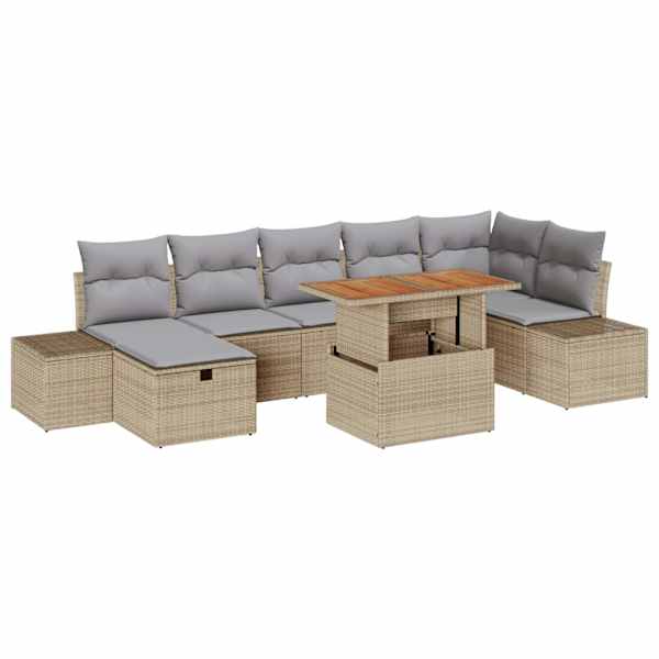 vidaXL Aia Diivanikomplekt 8 tk Beež pol&uuml;rotang
