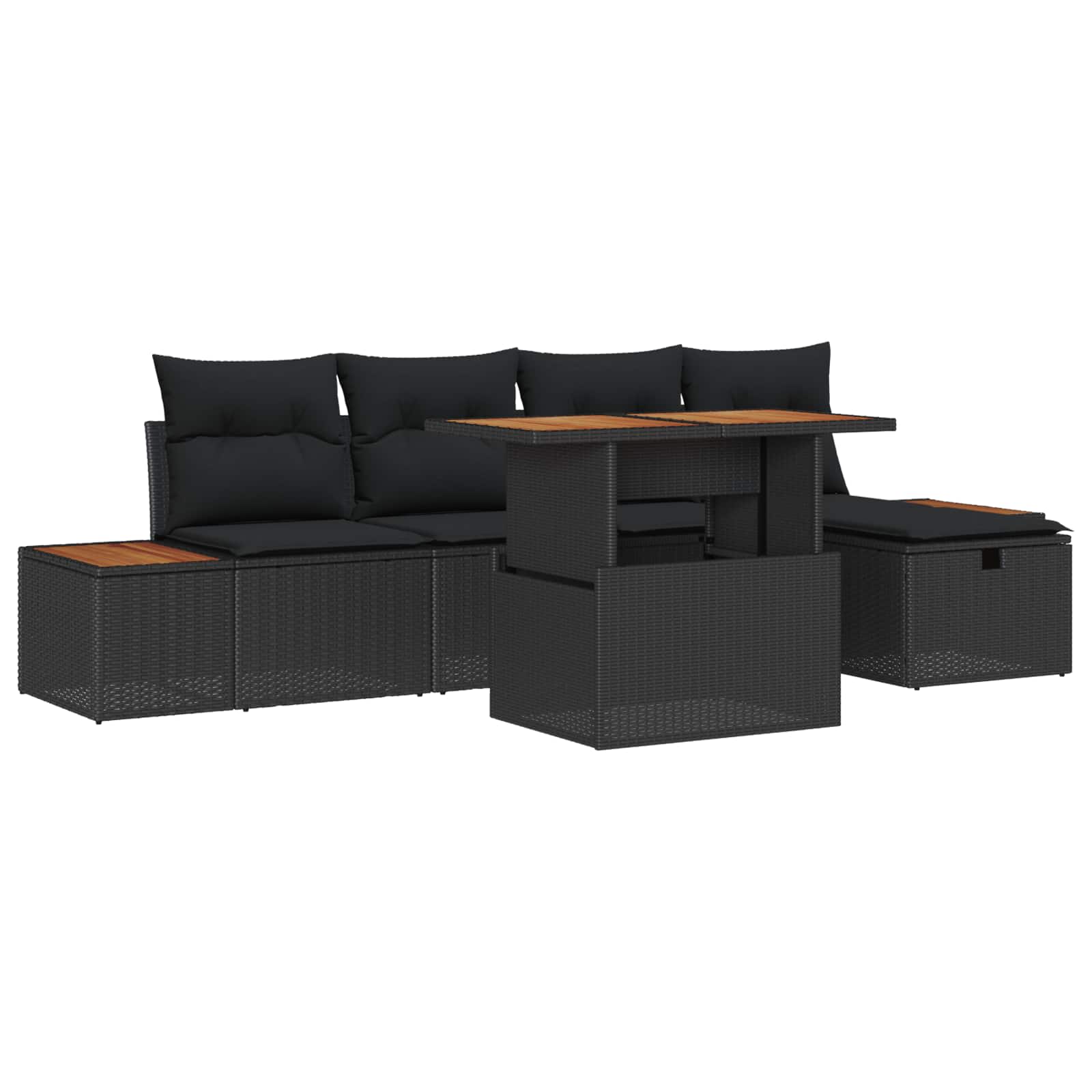 vidaXL Set de canapele pentru grădină cu pernă 6 pcs Negru poliratan