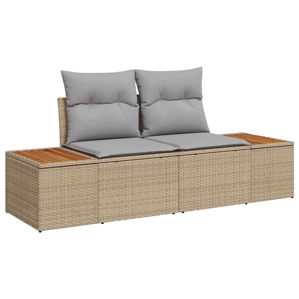 vidaXL 8-delige Tuinbankenset met kussens poly rattan beige
