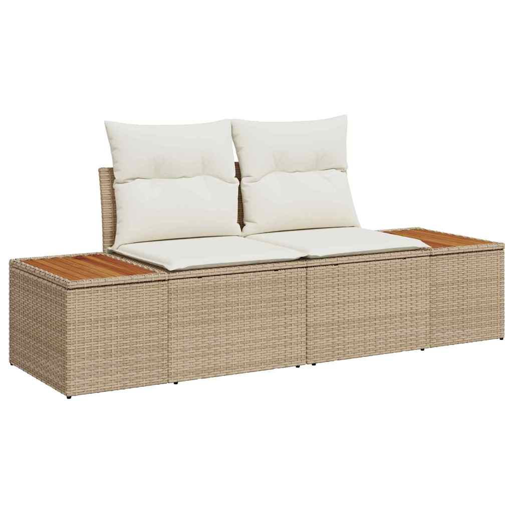 vidaXL 9-delige Tuinbankenset met kussens poly rattan beige