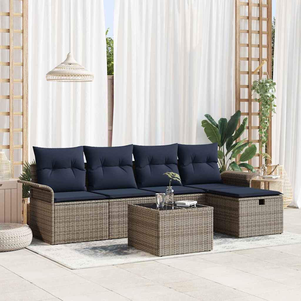 vidaXL Set de canapele pentru grădină cu pernă 6 pcs Rattan poli