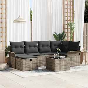 Vrtna sedežna garnitura z blazino 7 pcs Poly ratan