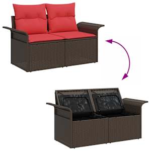 Sada zahradních pohovek s polštářem 7 pcs Poly ratan - obrázek 11