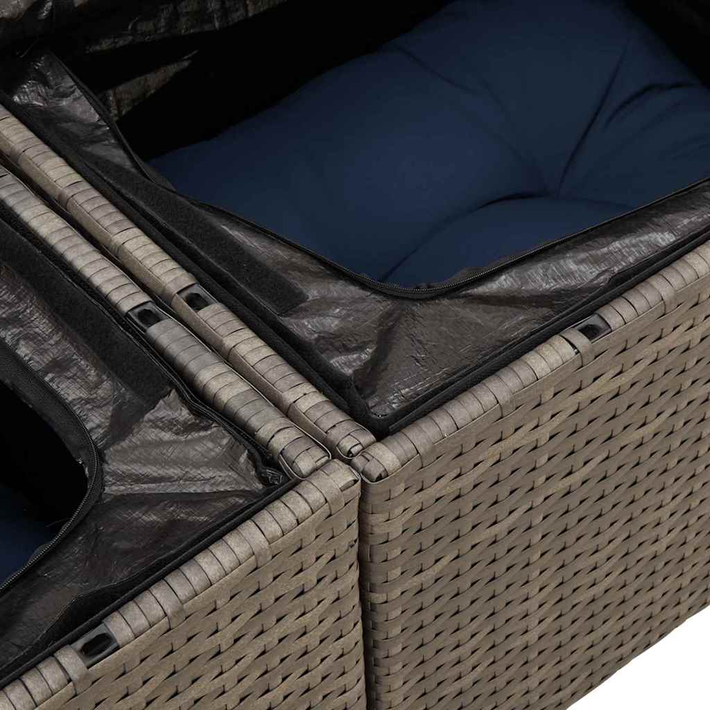 Sada zahradních pohovek s polštářem 7 pcs Šedá Poly ratan - obrázek 9