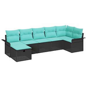 Sada zahradních pohovek s polštářem 7 pcs Poly ratan - obrázek 2