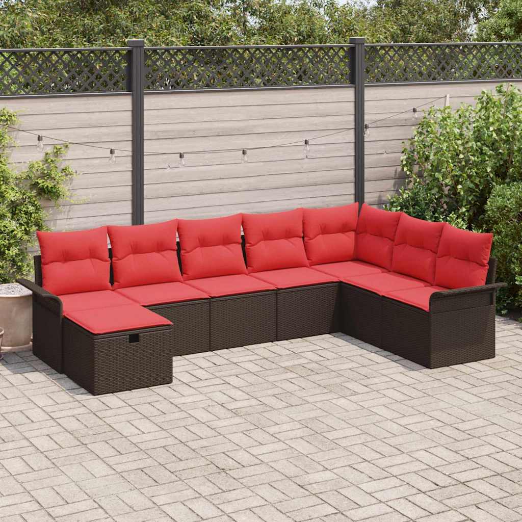 vidaXL Set de canapele pentru grădină cu pernă 8 pcs Rattan poli
