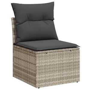 Sada zahradních pohovek s polštářem 7 pcs Světle šedá polyratan - obrázek 5