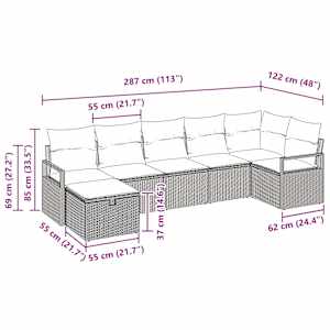 Set pohovek s polštářem 7 pcs polyratan - obrázek 14