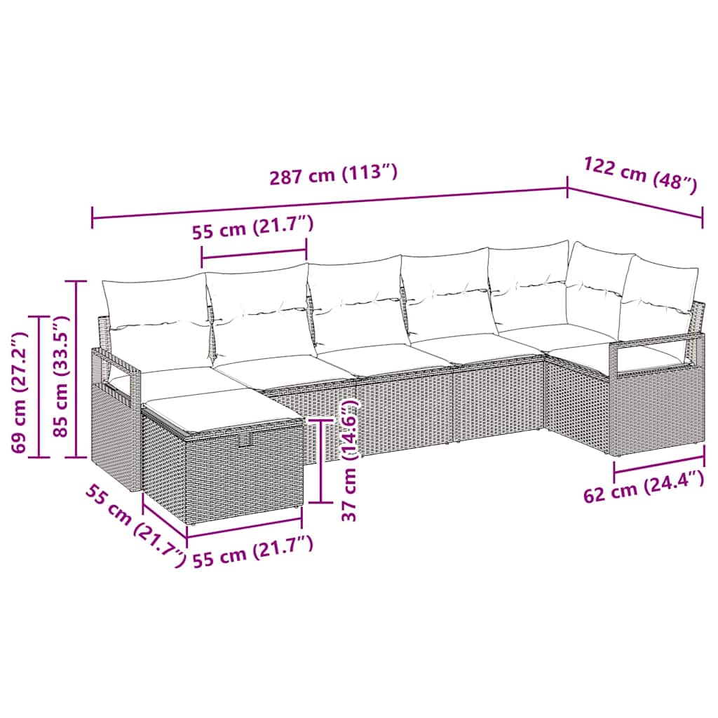 Set pohovek s polštářem 5 pcs polyratan - obrázek 14