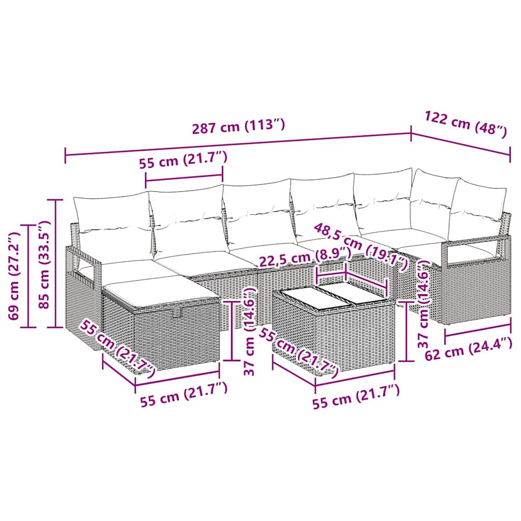 Set pohovek s polštářem 4 pcs polyratan - obrázek 15