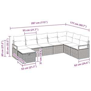 Set pohovek s polštářem 5 pcs polyratan - obrázek 14