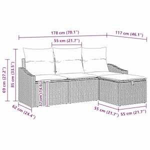 Set pohovek s polštářem 4 pcs polyratan - obrázek 12