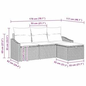 Set pohovek s polštářem 4 pcs polyratan - obrázek 12