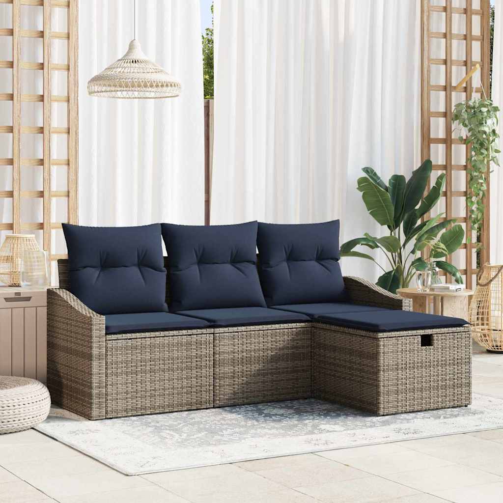 vidaXL Sofa Set mit Kissen 3 pcs Poly-Rattan