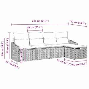 Kavčna garnitura z blazino 6 pcs poli ratan - slika 12