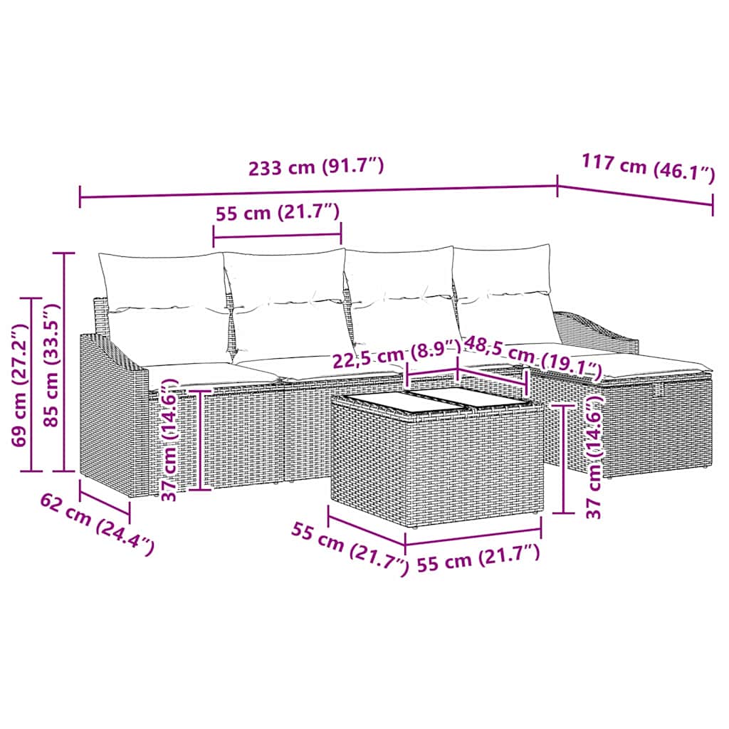 Kavčna garnitura z blazino 5 pcs poli ratan - slika 13