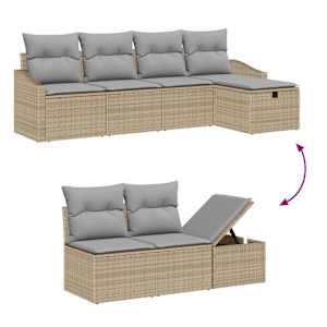 Set pohovek s polštářem 5 pcs polyratan - obrázek 8