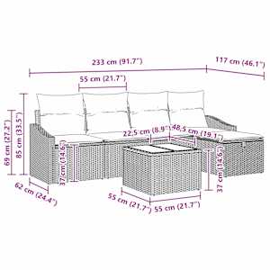Kavčna garnitura z blazino 6 pcs poli ratan - slika 13