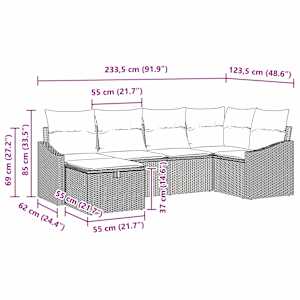 Set pohovek s polštářem 7 pcs polyratan - obrázek 14