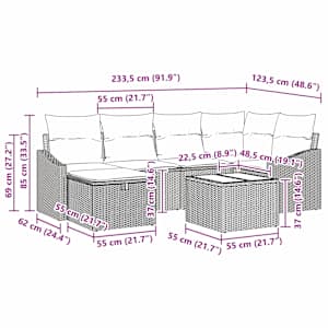 Set pohovek s polštářem 6 pcs polyratan - obrázek 15