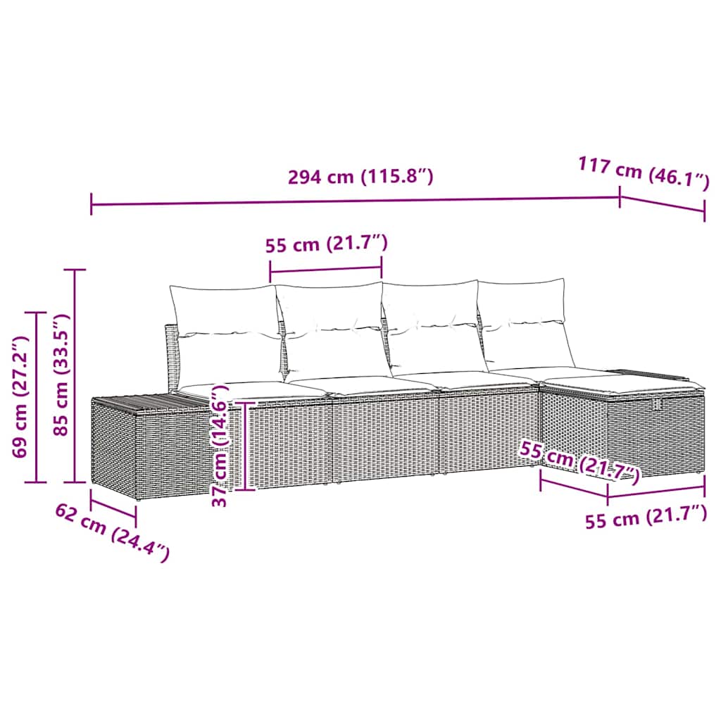 Set pohovek s polštářem 6 pcs polyratan - obrázek 13