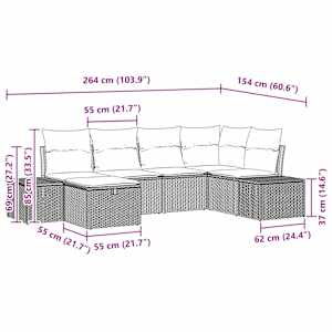 Set pohovek s polštářem 6 pcs polyratan - obrázek 15