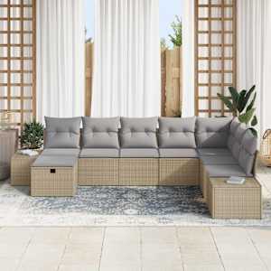 Sada zahradních pohovek 8 pcs Béžová 55 x 62 x 69 cm Poly ratan - obrázek 3