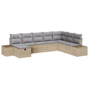 Sada zahradních pohovek 8 pcs Béžová 55 x 62 x 69 cm Poly ratan - obrázek 2