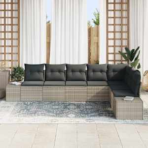 Sada zahradních pohovek 8 pcs Světle šedá Poly ratan - obrázek 3