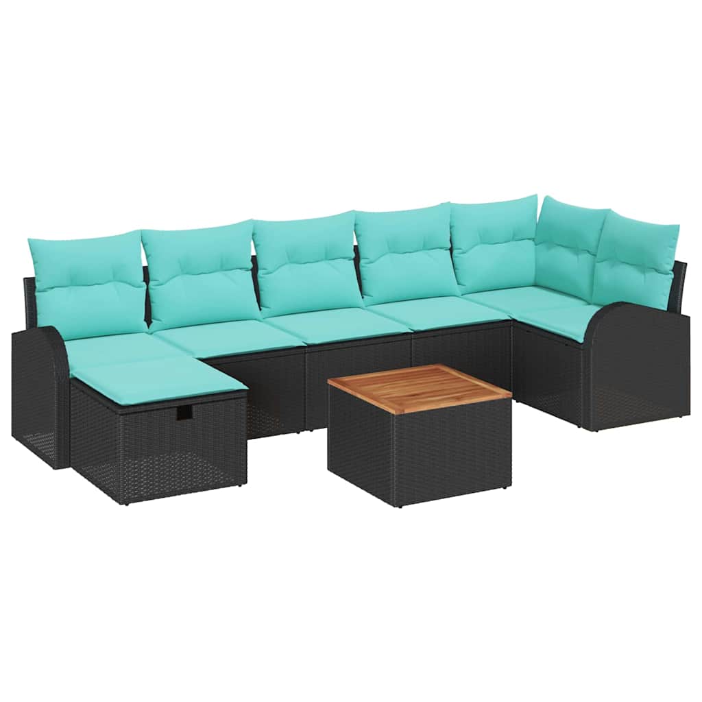 vidaXL Gartensofa-set mit Kissen 8 pcs Schwarz Poly Rattan – Bild 2
