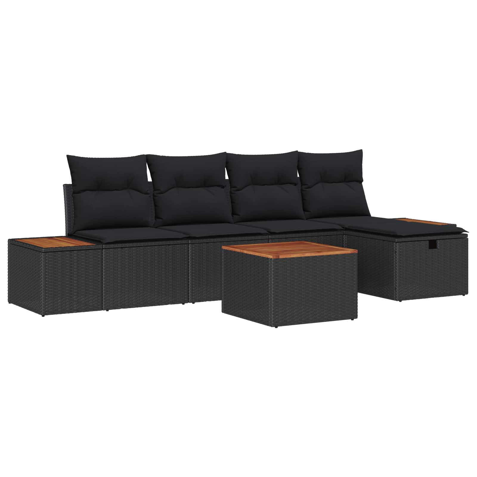 Thumbnail - vidaXL Garten-Sofa-Set mit Kissen 6 pcs Schwarz Poly Rattan