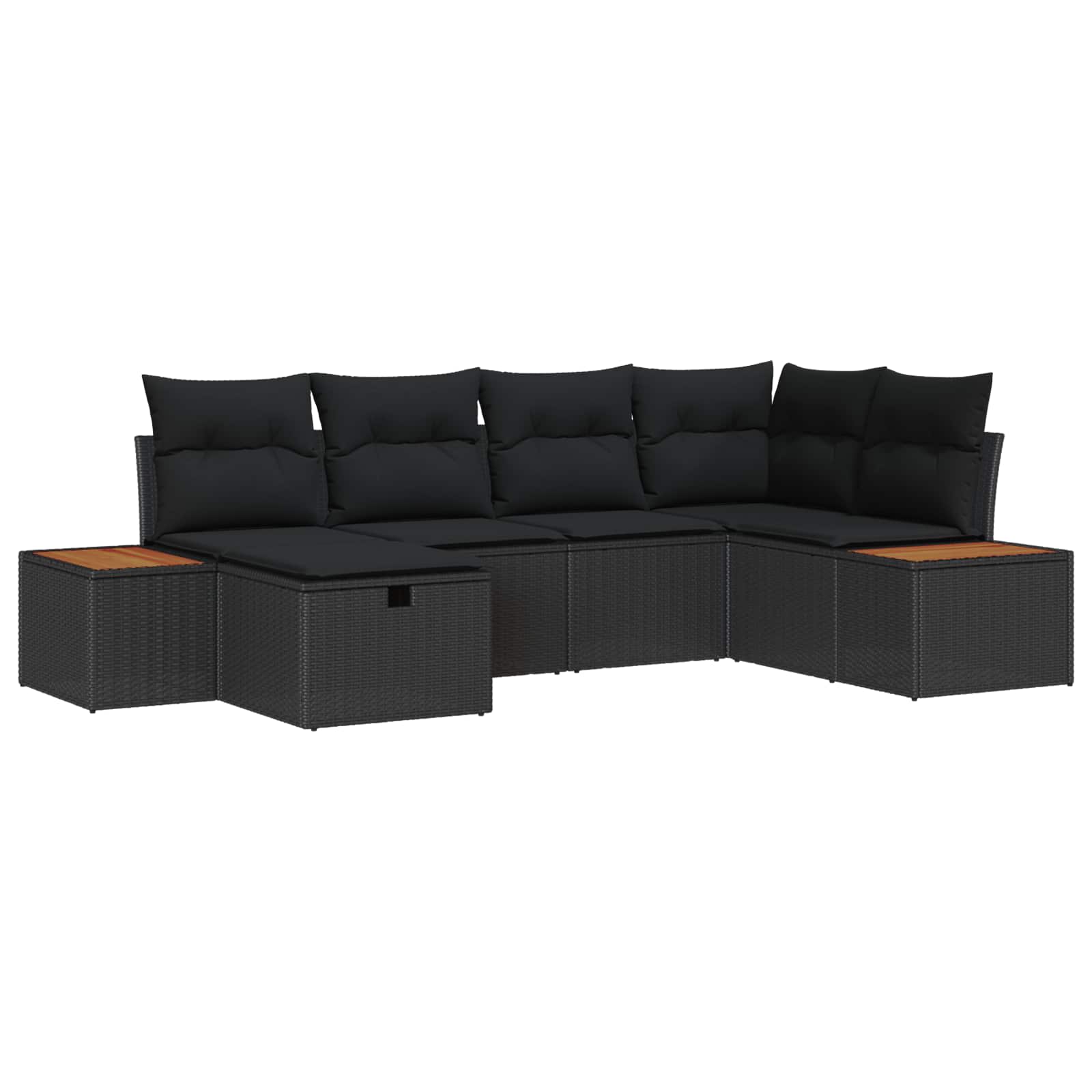 Thumbnail - vidaXL Gartensofa-set mit Kissen mit Speicher Schwarz Poly-Rattan