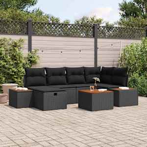 Sada zahradních pohovek 7 pcs Černá 55 x 62 x 69 cm Poly ratan - obrázek 1