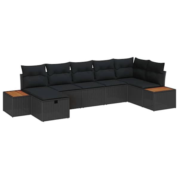 vidaXL Aia Diivanikomplekt padjaga 7 pcs Must Pol&uuml;rooster