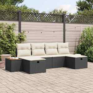 Sada zahradních pohovek 6 pcs Černá 55 x 62 x 69 cm Poly ratan - obrázek 1