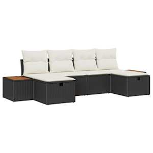 Sada zahradních pohovek 6 pcs Černá 55 x 62 x 69 cm Poly ratan - obrázek 2