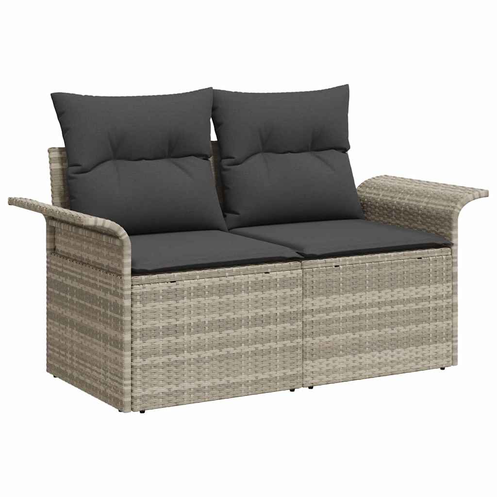 vidaXL 8-delige tuinset met kussens lichtgrijs poly rattan