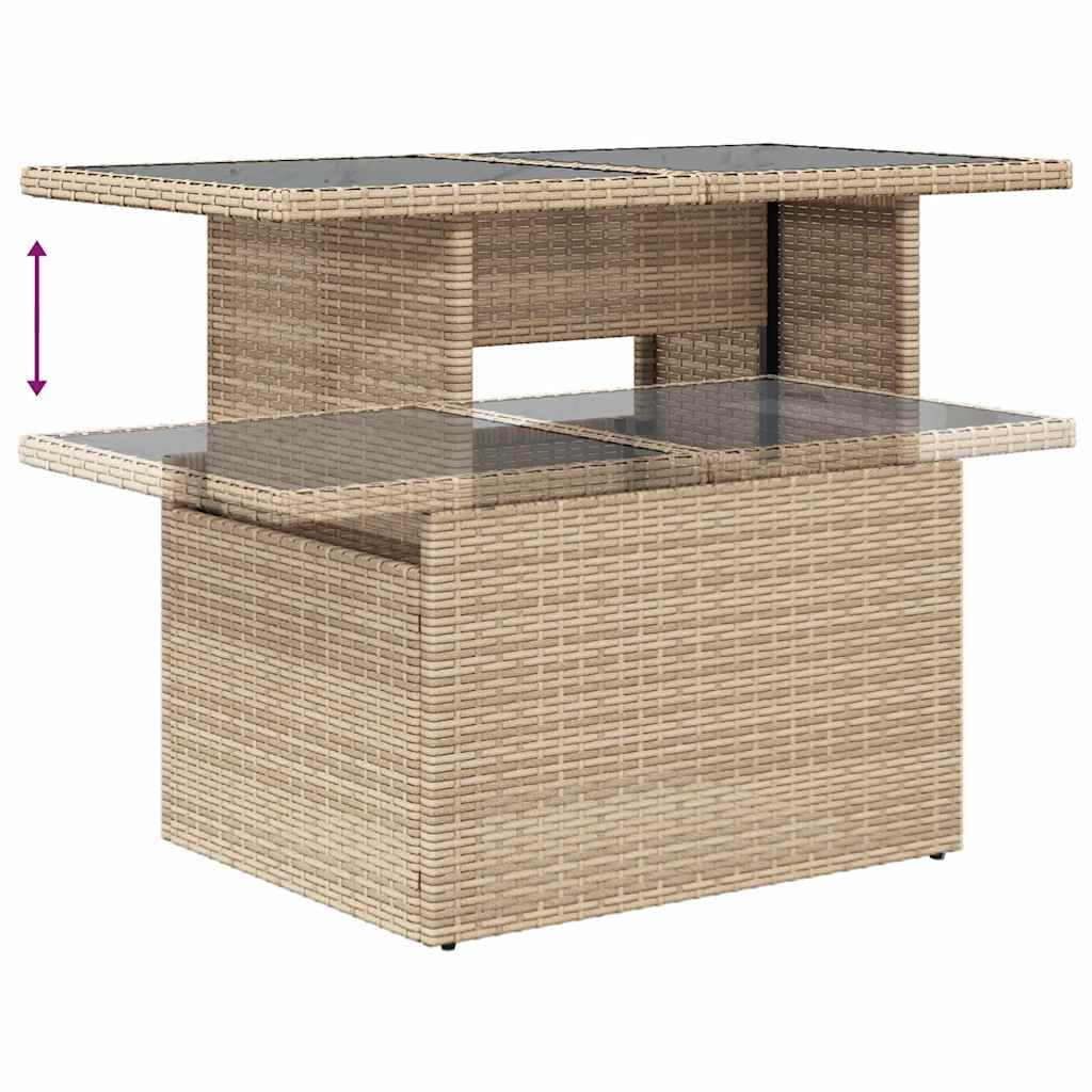 Sada zahradních pohovek s polštářem 7 pcs Béžová Poly ratan - obrázek 14