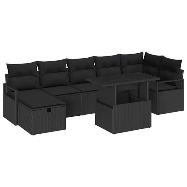 vidaXL Aia Diivanikomplekt 8 tk Must pol&uuml;rotang