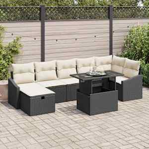 Vrtna sedežna garnitura 8 pcs Črna poli ratan