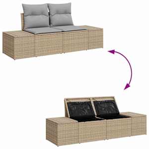 Sada zahradních pohovek 6 pcs Béžová polyratan - obrázek 11