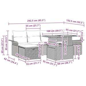 Sada zahradních pohovek 7 pcs Béžová polyratan - obrázek 17