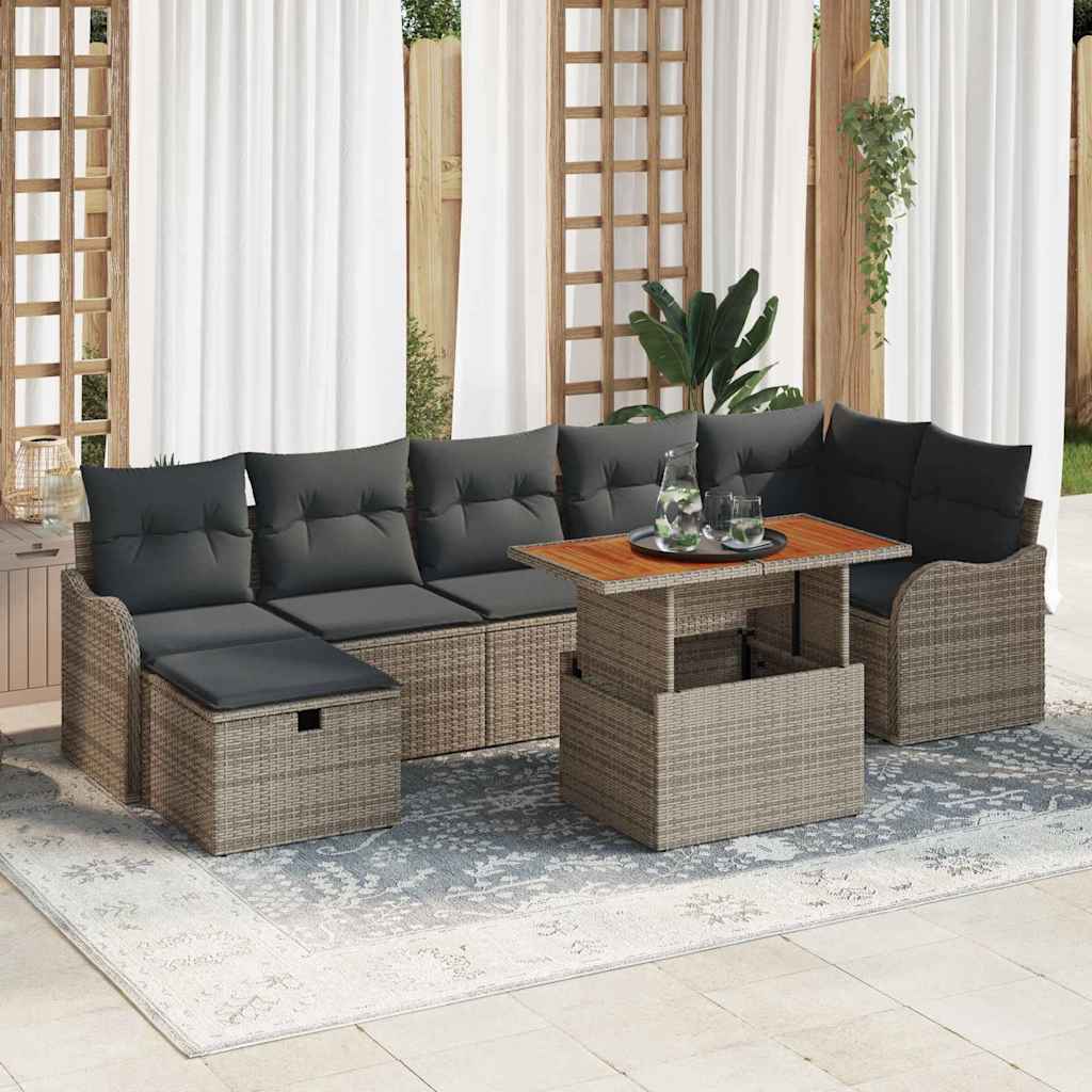 8-komadni vrtni sofa set s jastuком sivo poli ratan