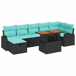 vidaXL Aia Diivanikomplekt 8 tk Must pol&uuml;rotang