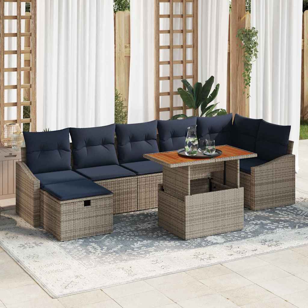vidaXL Garten-Sofa-Set 8 pcs Grau Poly-Rattan