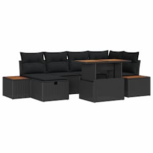 Sada zahradních pohovek 7 pcs Černá polyratan - obrázek 2