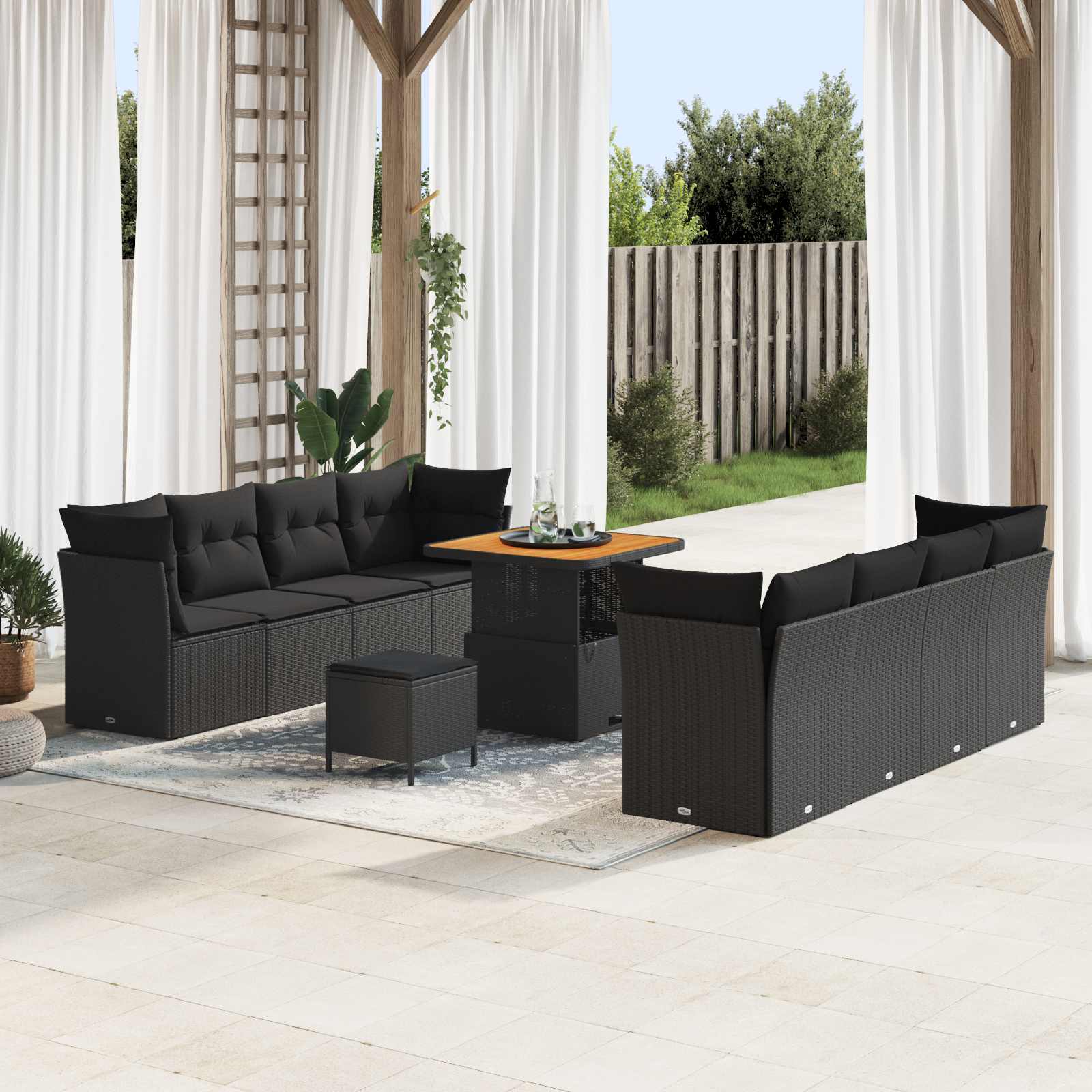 vidaXL Gartensofa-set 11 pcs Schwarz Poly-Rattan